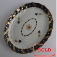 SOLD Worcester Oval Shanked Teapot Stand, Blue and Gilt Decoration with 'Bluebell pattern', c1795 SOLD 